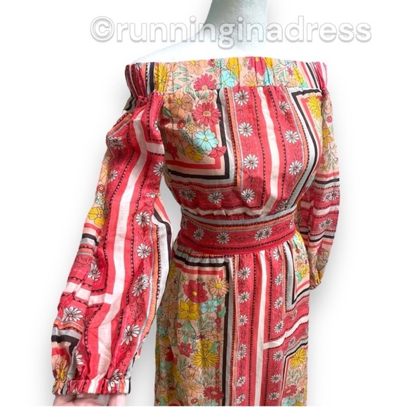 NWT Anthropologie Laia Dea Retro Boho Floral Printed Silk Pink & Yellow Dress - Picture 8 of 16